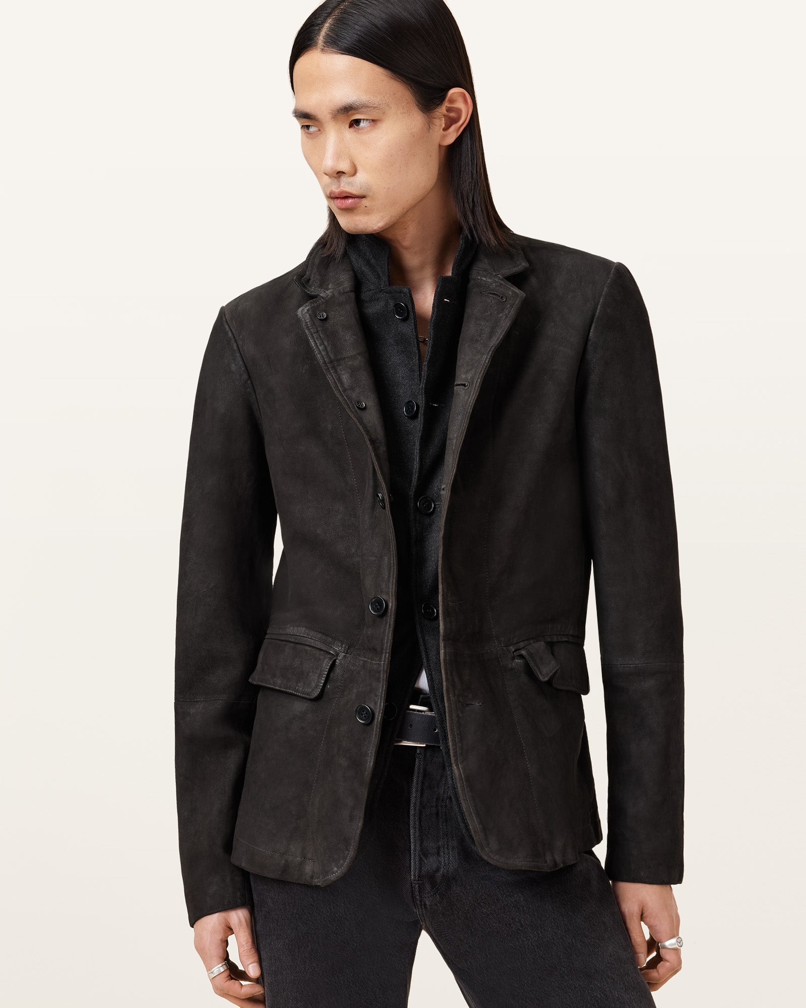 Survey Waxed Suede Double Layer Blazer