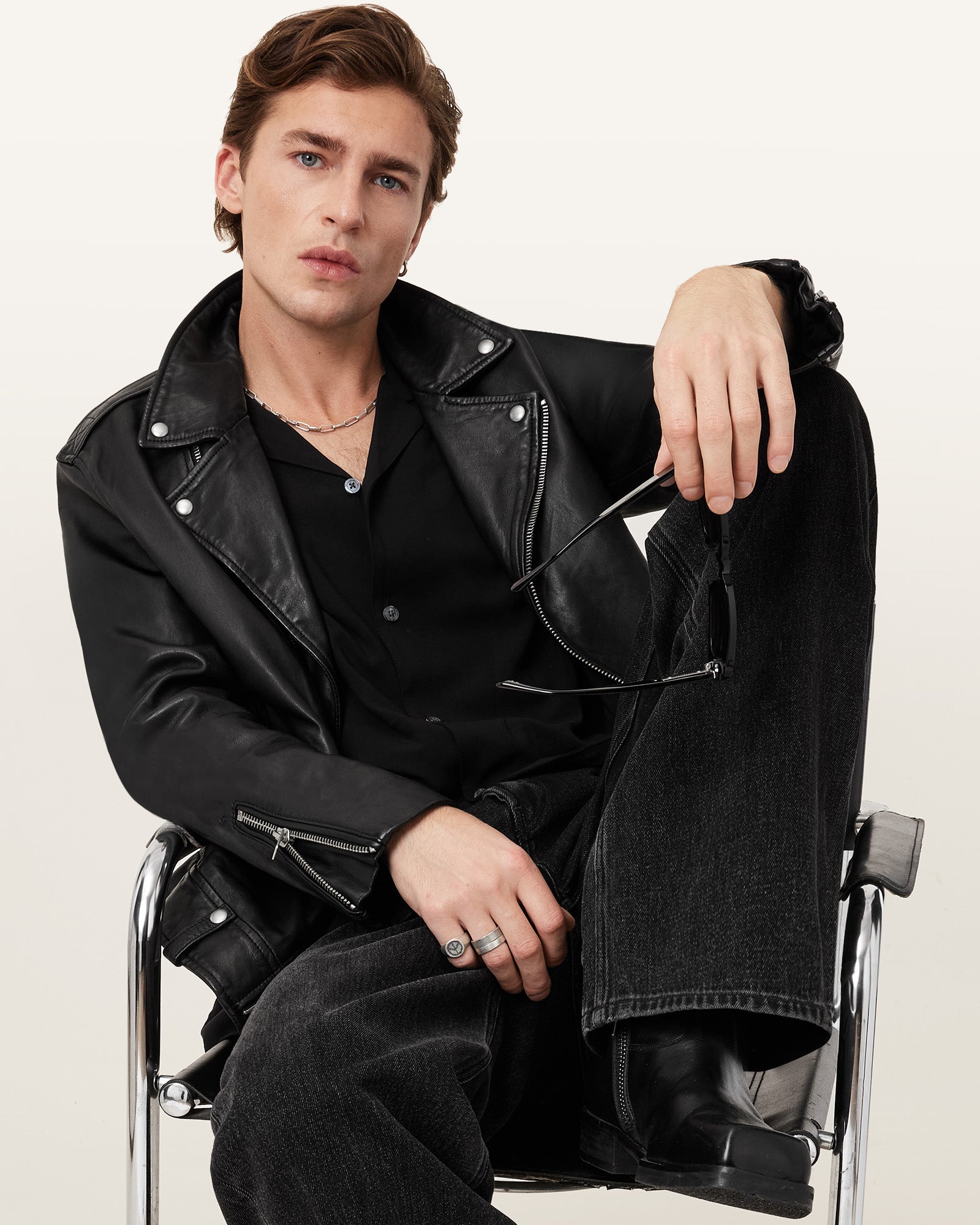 Milo Biker Leather Jacket - Image 3