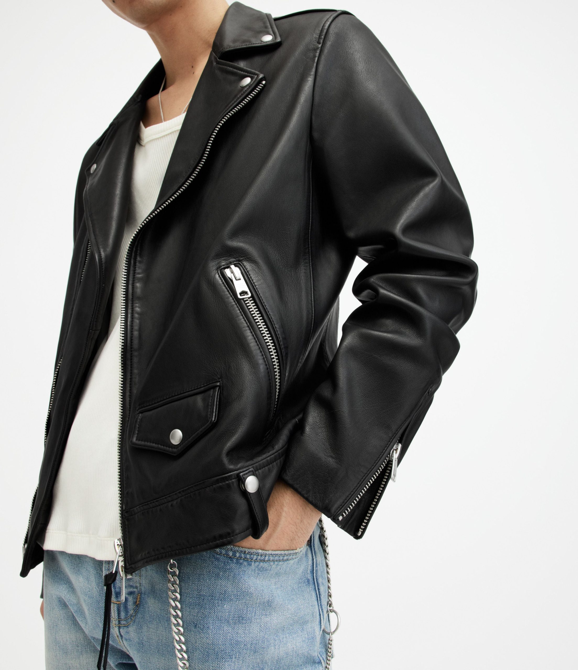 Milo Biker Leather Jacket - Image 11