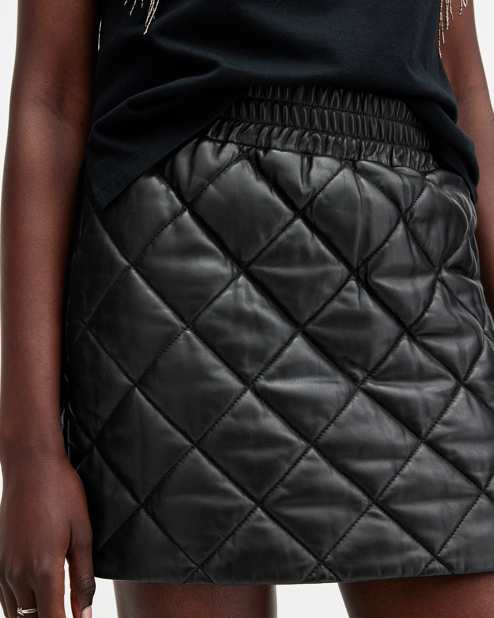 Ottie Quilt Leather Skirt - Image 3
