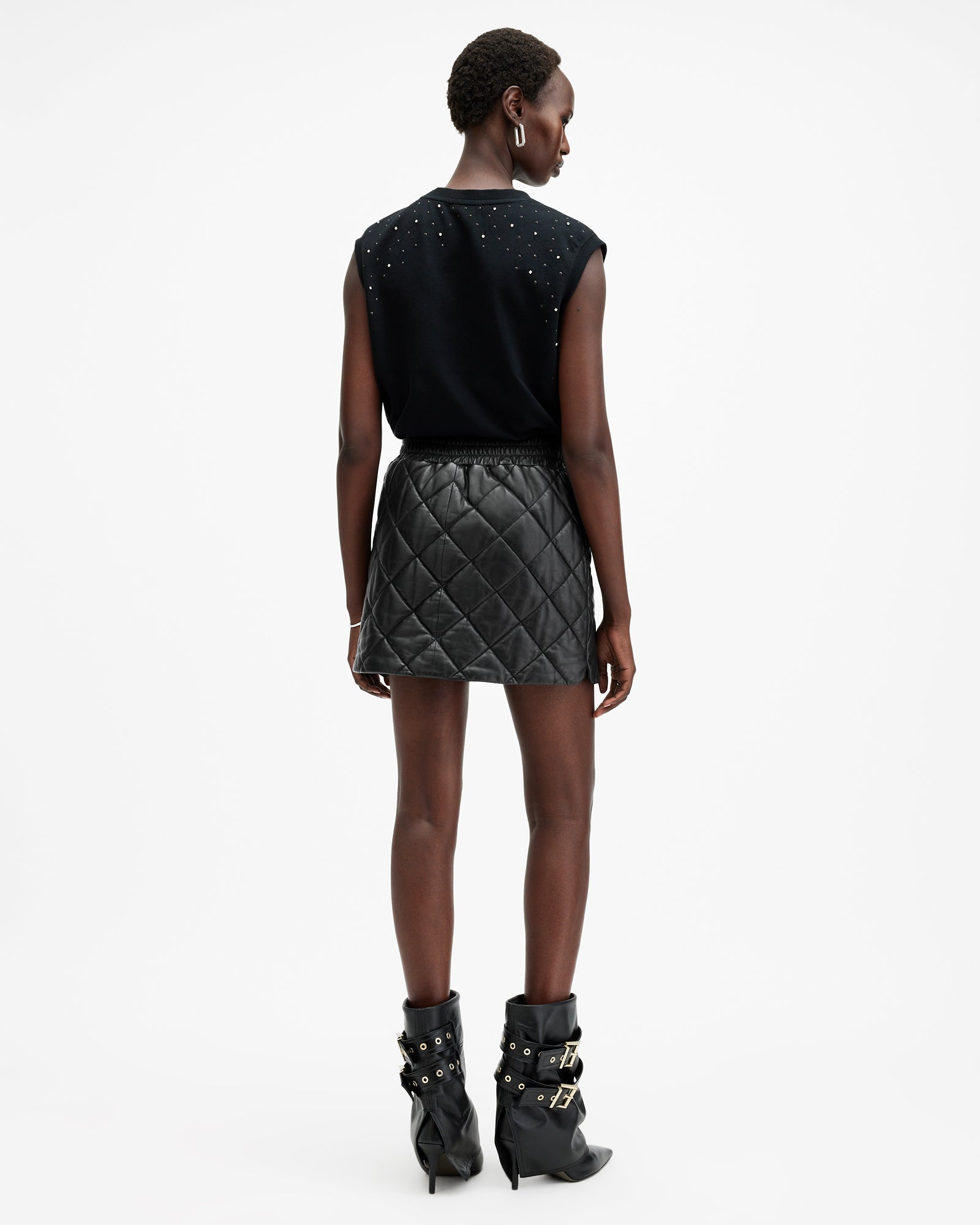 Ottie Quilt Leather Skirt - Image 5