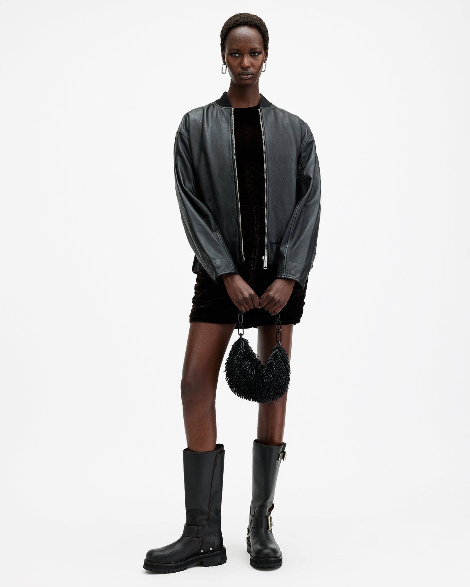 Yara Bomber Leather Jacket - Image 9