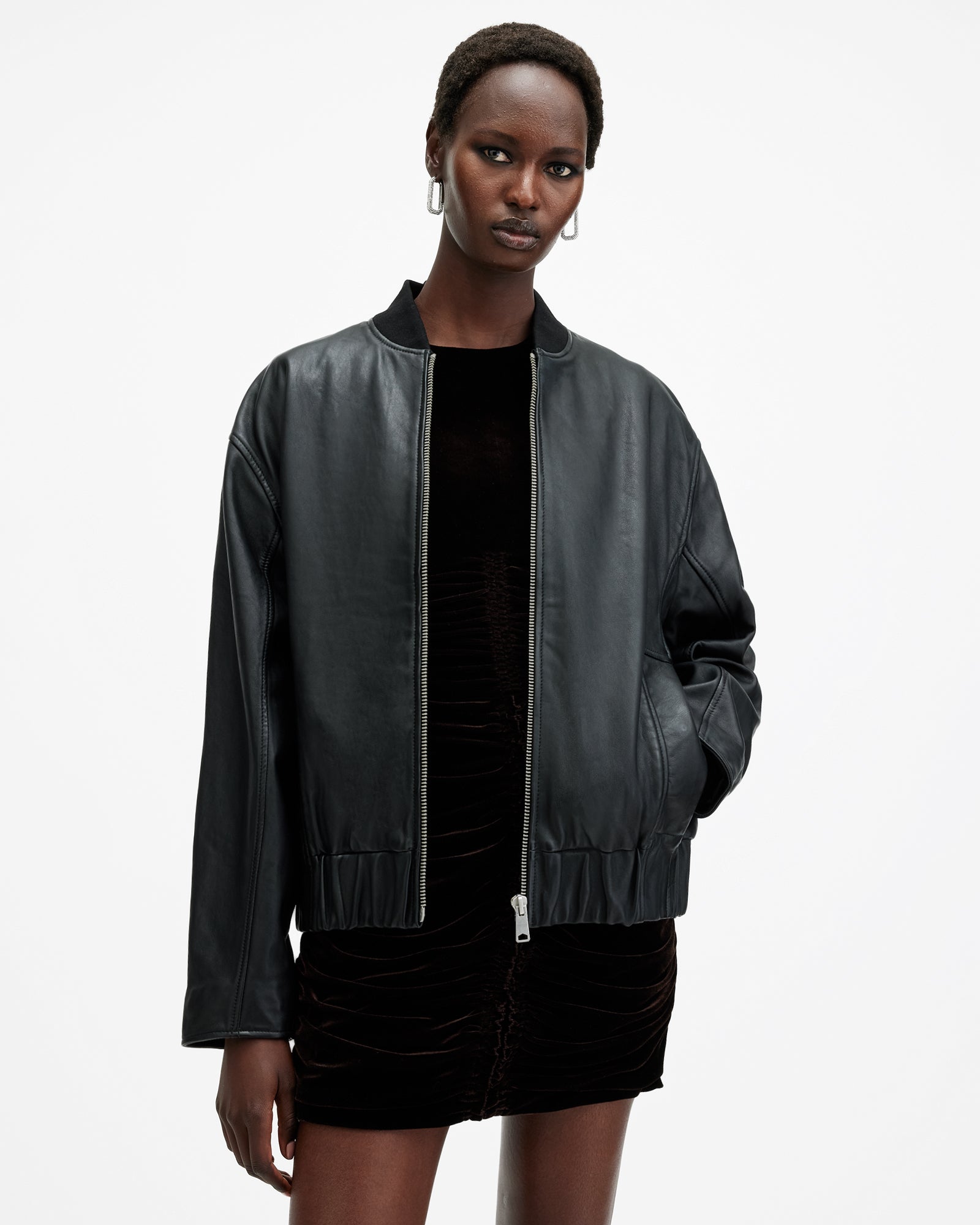 Yara Bomber Leather Jacket - Image 11