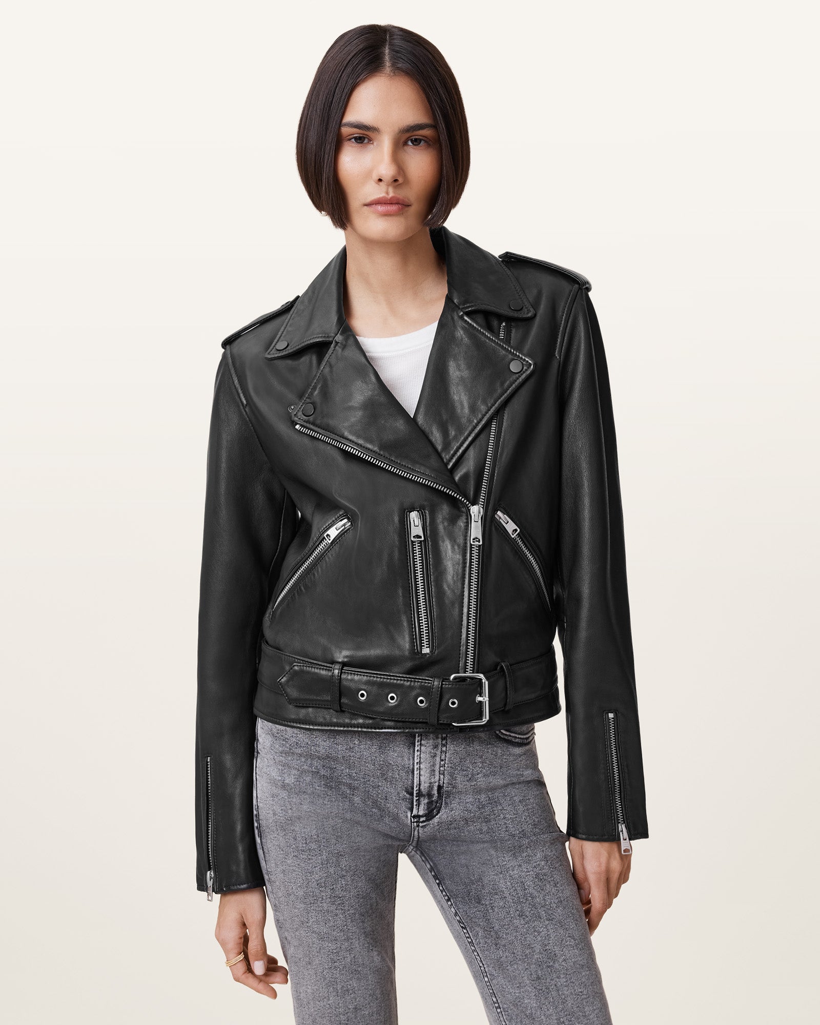 Balfern Biker Leather Jacket - Image 5