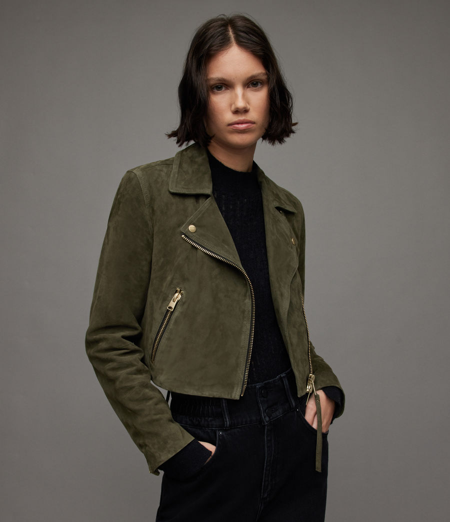 Suede Dalby Crop Biker Leather Jacket